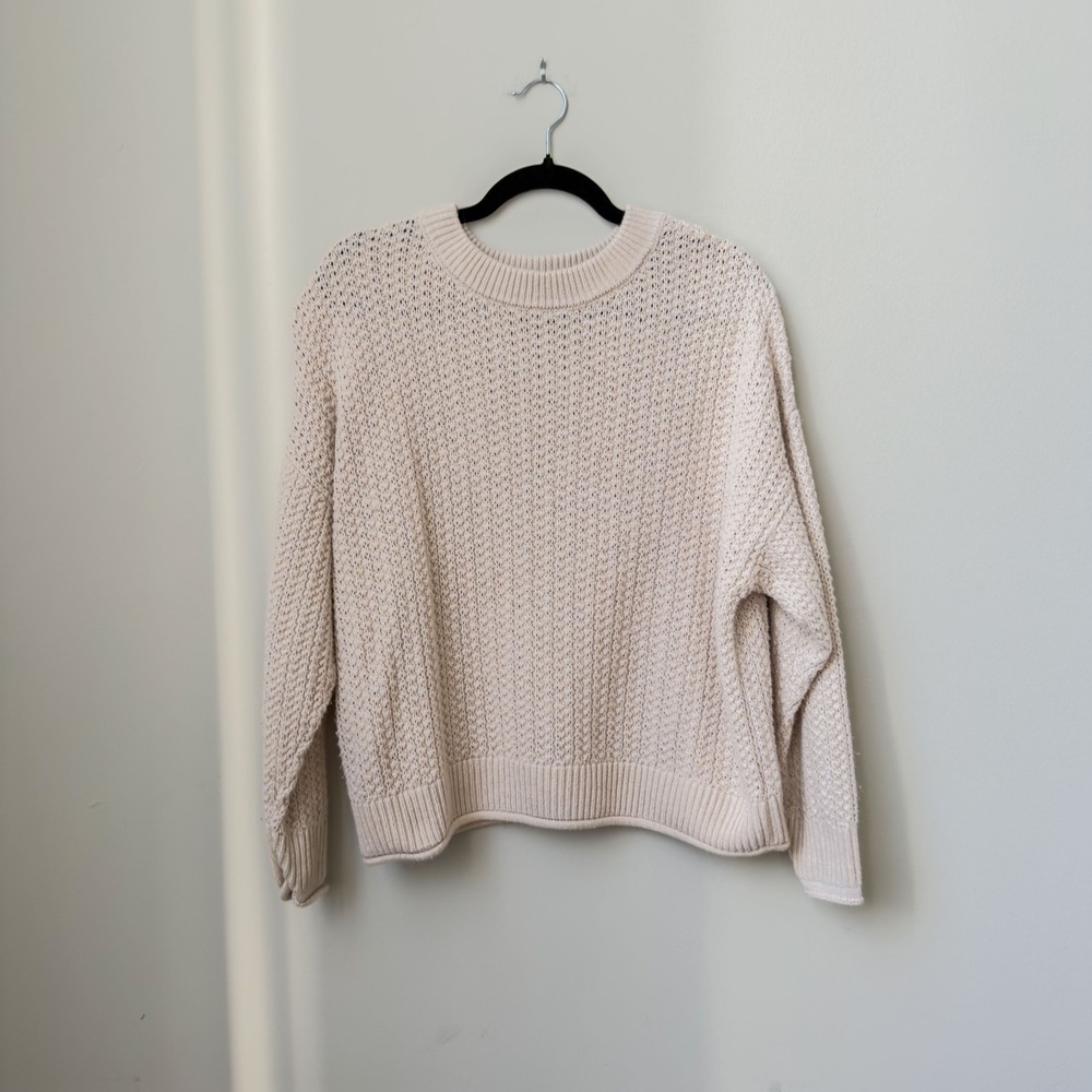 Universal Thread Cottagecore Cream Box Knit Women's Cozy Fall Sweater Size L